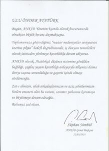 Ankid - Anıtkabir Anı Defteri yazısı